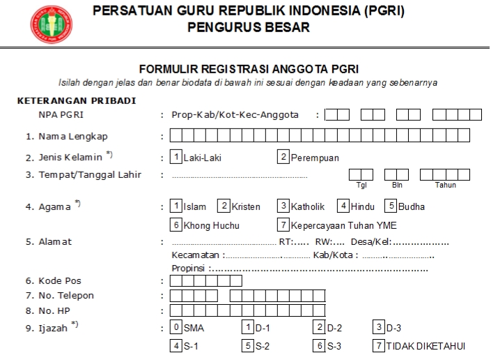 Pendaftaran PGRI Sultra - Persatuan Guru Republik Indonesia Cabang Sultra